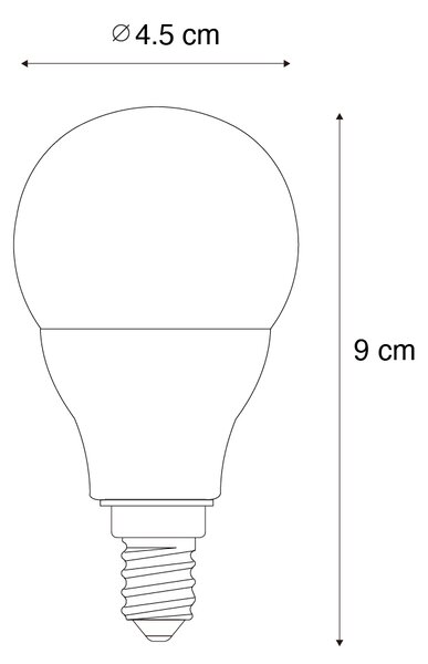 Set de 5 becuri LED E14 inteligente, reglabile, G45 Opal 4,9W 470 lm 2700-6500K
