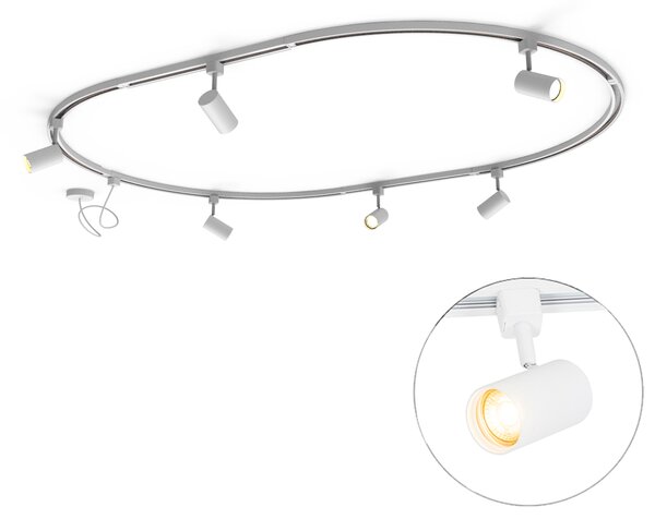 Sistem modern de iluminat pe șine cu 6 spoturi albe monofazate oval 100cm - Iconic Jeana