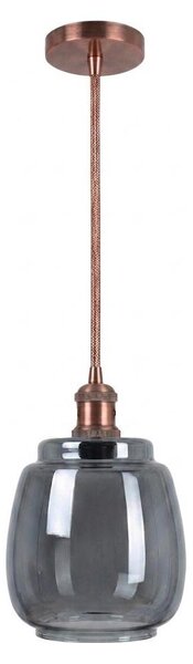Brilagi-LED Pendul pe cablu RETRO GLASS 1xE27/60W/230V diam. 26 cm cupru/gri fumuriu