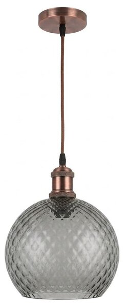 Brilagi-LED Pendul pe cablu RETRO GLASS 1xE27/60W/230V, diam. 25 cm, cupru/gri fumuriu