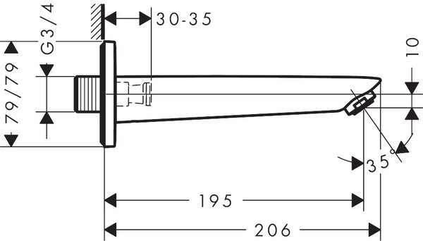 Hansgrohe Logis pipă baterie de cadă crom 71410000