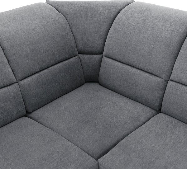 KONDELA Colţar extensibil, material textil gri, model stânga, SANTIAGO