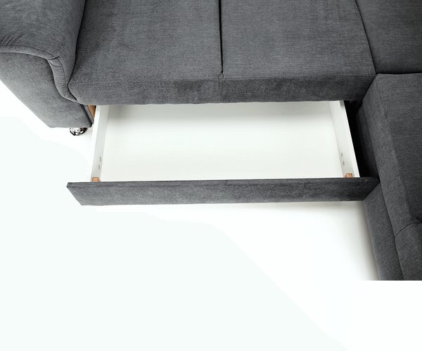 KONDELA Colţar extensibil, material textil gri, model stânga, SANTIAGO