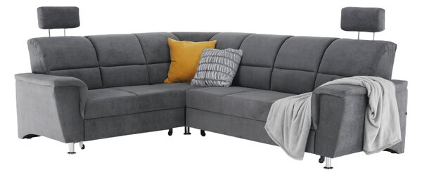 KONDELA Colţar extensibil, material textil gri, model stânga, SANTIAGO