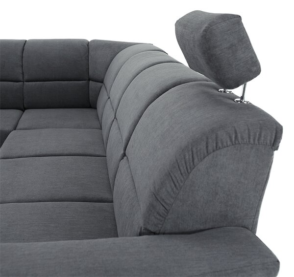 KONDELA Colţar extensibil, material textil gri, model stânga, SANTIAGO
