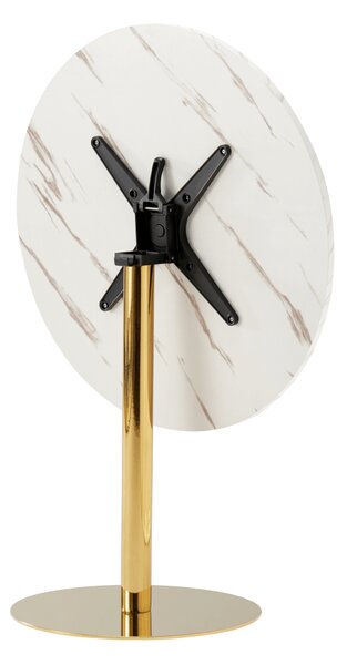 KONDELA Masă dining, marmură deschisă / crom gold - auriu, diametru 80 cm, LAMONT