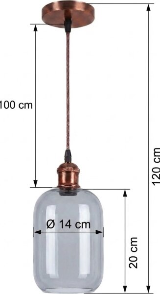 Brilagi - Lustru LED pe cablu R GLASS 1xE27/60W/230V diam. 14 cm cupru/gri fumuriu