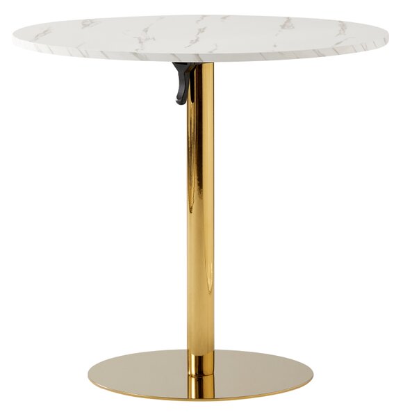 KONDELA Masă dining, marmură deschisă / crom gold - auriu, diametru 80 cm, LAMONT