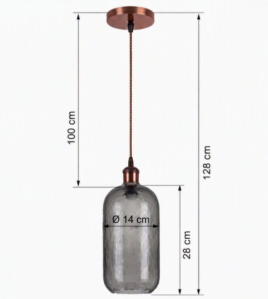 Brilagi - Lustră LED suspendată pe cablu RETRO GLASS 1xE27/60W/230V diam. 14 cm cupru/gri fumuriu