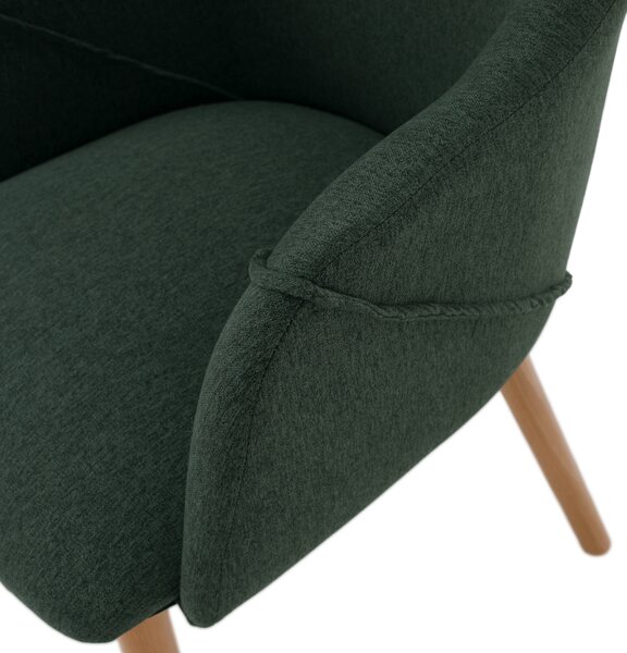 KONDELA Fotoliu design, verde / fag, PETRUS