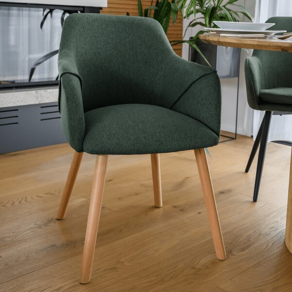 KONDELA Fotoliu design, verde / fag, PETRUS