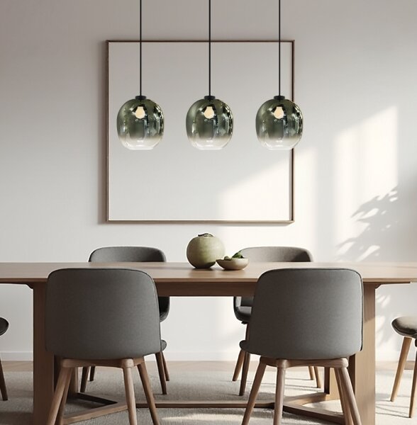 Lustră suspendată pe cablu MIRROR 3xE27/14W/230V negru fumuriu