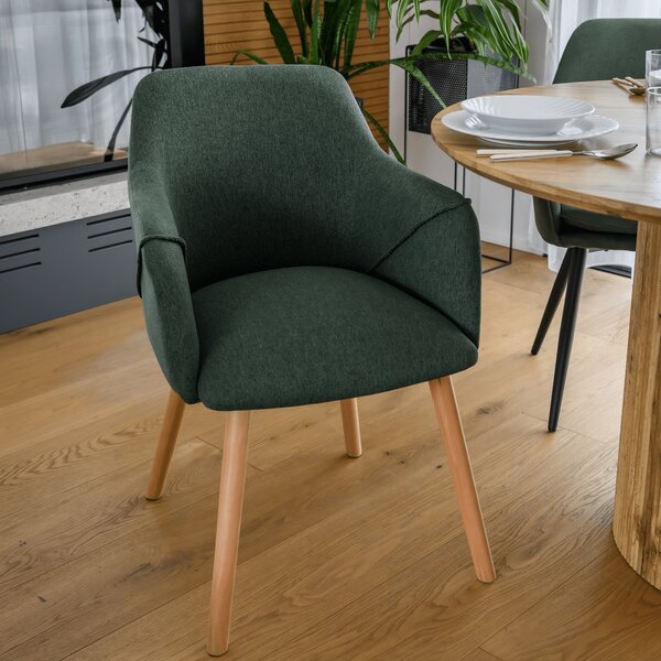 KONDELA Fotoliu design, verde / fag, PETRUS