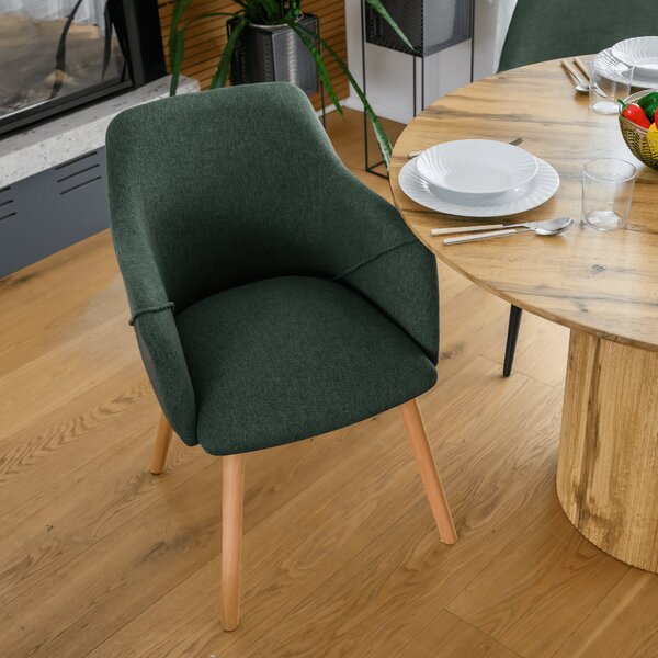 KONDELA Fotoliu design, verde / fag, PETRUS