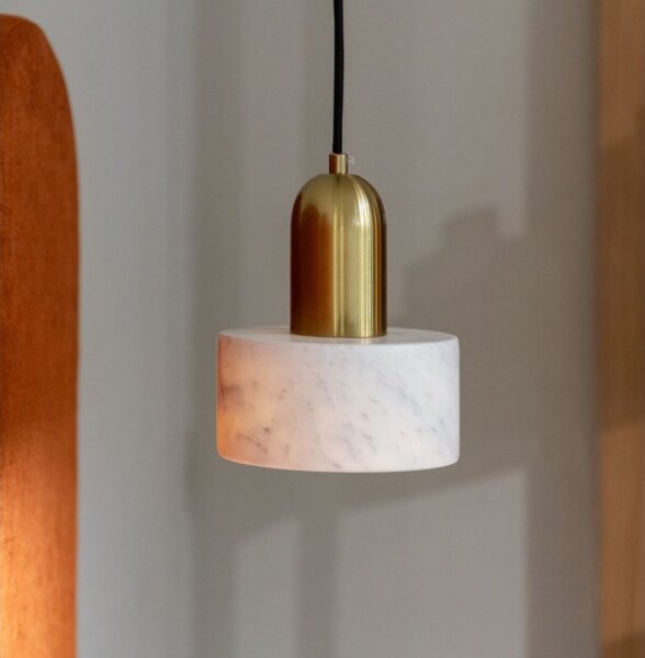 Pendul MARBLE pe cablu 1xE27/60W/230V, auriu/alb, decor marmură