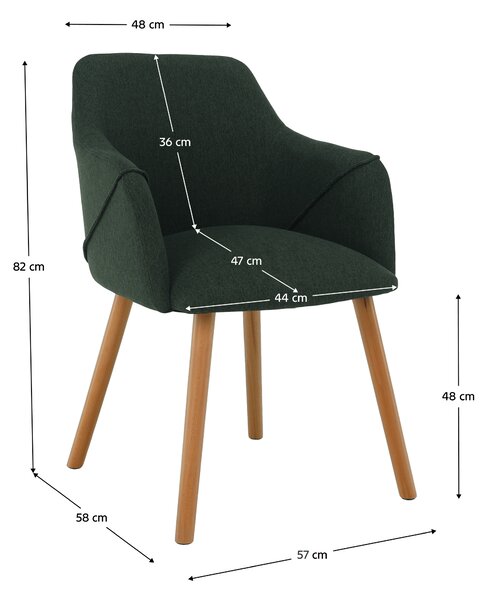 KONDELA Fotoliu design, verde / fag, PETRUS