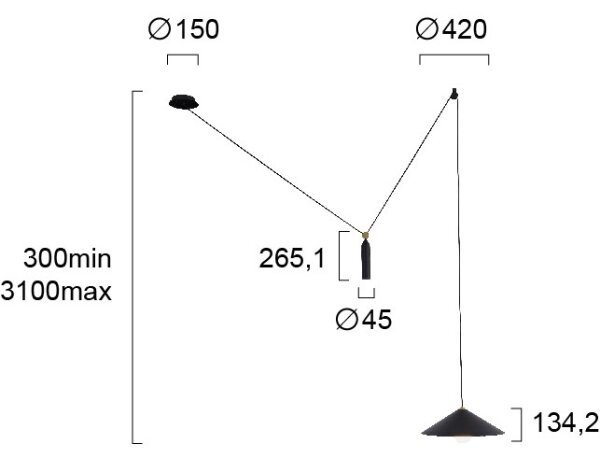 Pendul cu cablu ALTO 1xE27/60W/230V negru