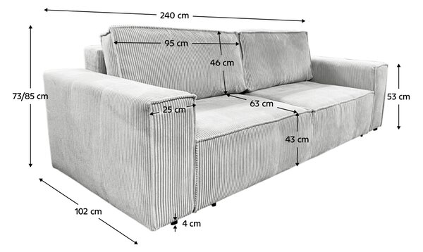 KONDELA Canapea extensibilă, gri deschis, HARPERA BIG SOFA