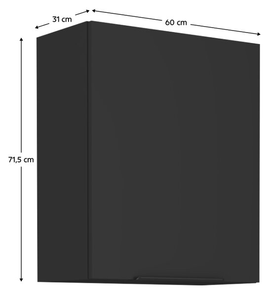 KONDELA Dulap de sus, negru, SIBER 60 G-72 1F