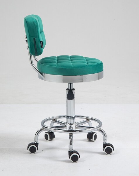 HC636 Scaun Verde Catifea cu Bază Cromata