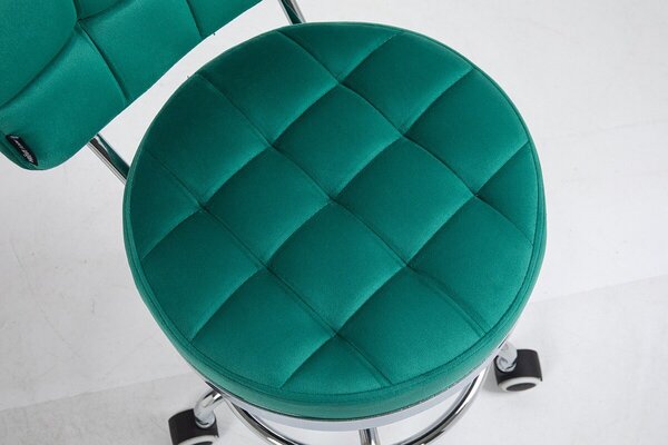 HC636 Scaun Verde Catifea cu Bază Cromata