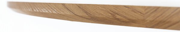 KONDELA Masă de sufragerie, rotundă, stejar/negru, diametru 110 cm, REVENTON NEW