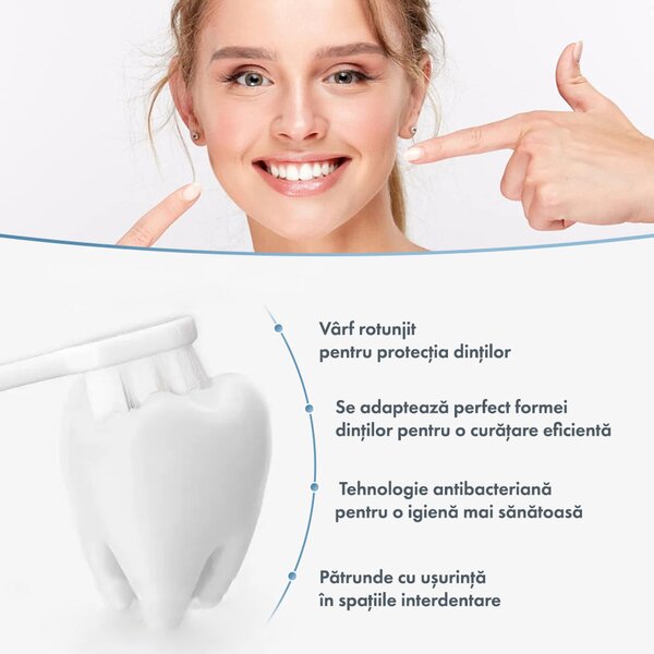 Set de 9 periute de dinti manuale nanoclean™ cu micro-fibra si 20.000 de peri ultra-moi, pentru dinți și gingii sensibile, efect de curățare excelent, perfectă pentru copii și adulți