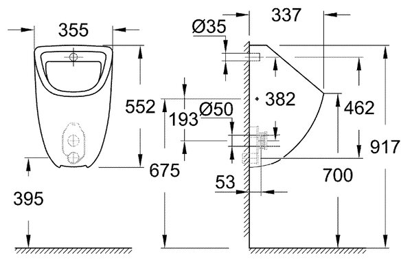 Grohe Bau Ceramic pisoar 39438000