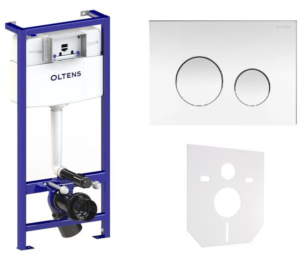 Set cadru încastrat Oltens Triberg 50001000, buton de spălare Oltens Lule 57102100, 49301000