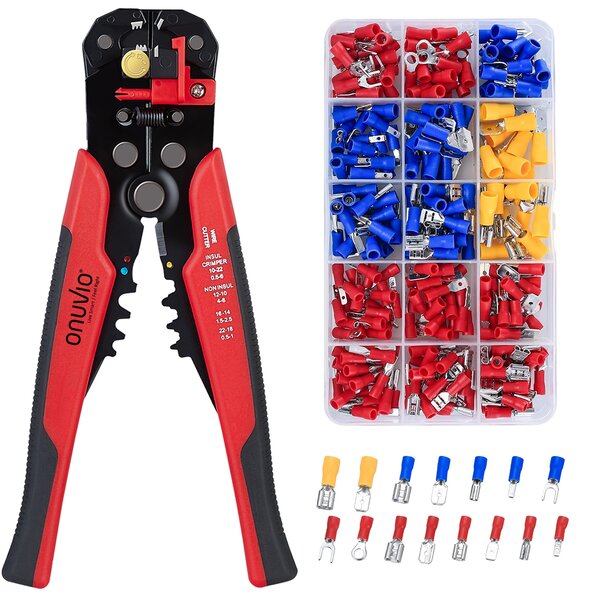 Set pentru decablat si sertizat, cleste dezizolare si 280 conectori terminali mama-tata, 0.2-6.0mm2 pt decablare, 0.5-6.0mm2 pt sertizare, onuvio®