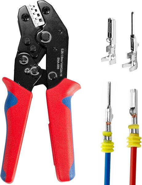 Cleste profesional onuvio®, multifunctional, pentru sertizare cu 5 falci interschimbabile, geanta transport, 0.25-1.5mm / 23-16 awg