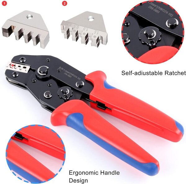 Cleste profesional onuvio®, multifunctional, pentru sertizare cu 5 falci interschimbabile, geanta transport, 0.25-1.5mm / 23-16 awg