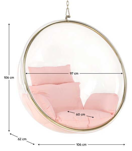 KONDELA Scaun suspendat, transparent/ auriu/ roz, BUBBLE NEW TIP 1