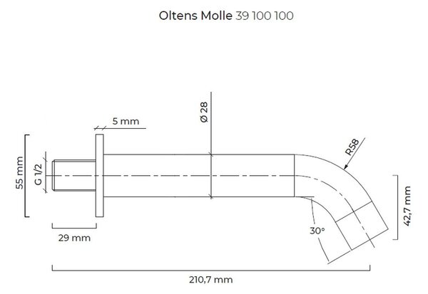 Oltens Molle pipă baterie de cadă crom 39100100