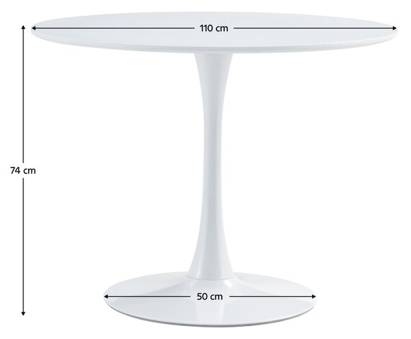 KONDELA Masă dining, rundă, alb mat, diametru 110 cm, REVENTON NEW