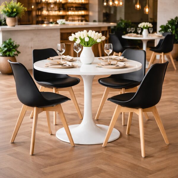 KONDELA Masă dining, rundă, alb mat, diametru 110 cm, REVENTON NEW