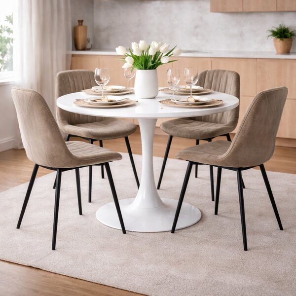 KONDELA Masă dining, rundă, alb mat, diametru 110 cm, REVENTON NEW