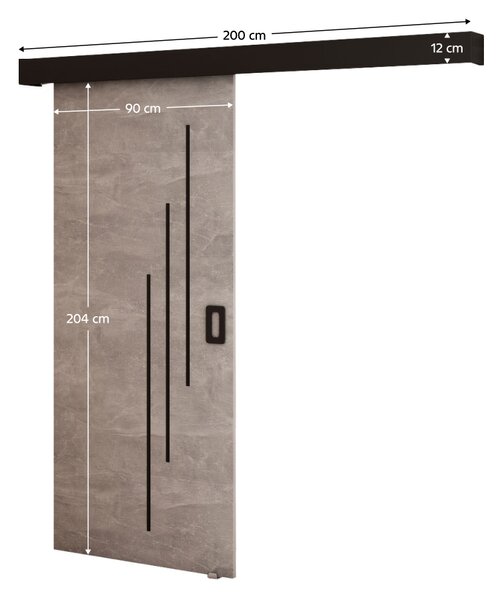 KONDELA Uşă glisantă, beton/negru/negru, BERI 90 6