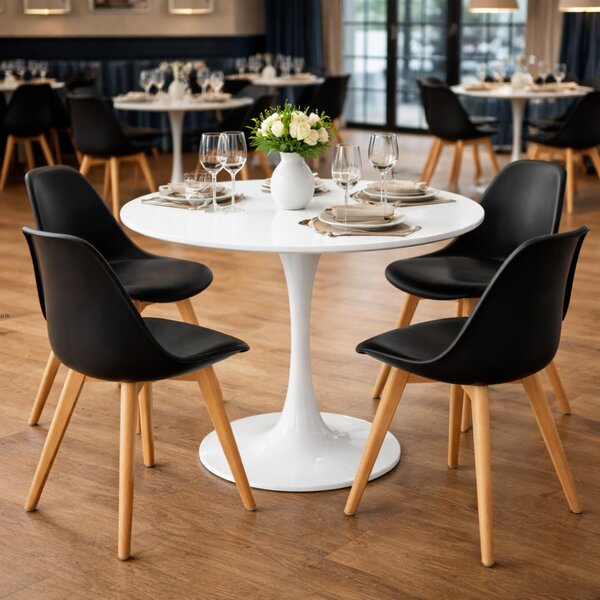 KONDELA Masă dining, rundă, alb mat, diametru 110 cm, REVENTON NEW