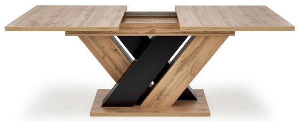 Masa extensibila BRANDON, stejar wotan/negru, PAL laminat, 160/200x90x