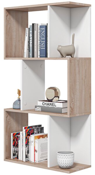 Biblioteca de perete, 3 rafturi, 60x24x111.4cm, alba HOMCOM | Aosom Romania