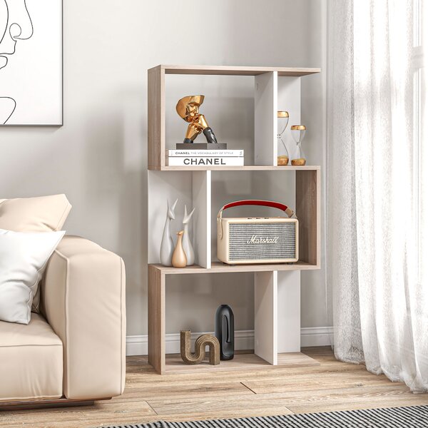 Biblioteca de perete, 3 rafturi, 60x24x111.4cm, alba HOMCOM | Aosom Romania
