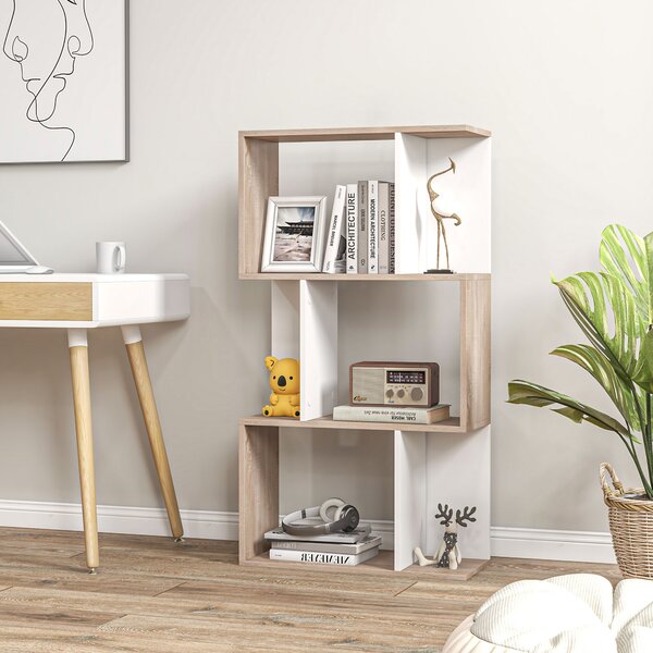 Biblioteca de perete, 3 rafturi, 60x24x111.4cm, alba HOMCOM | Aosom Romania