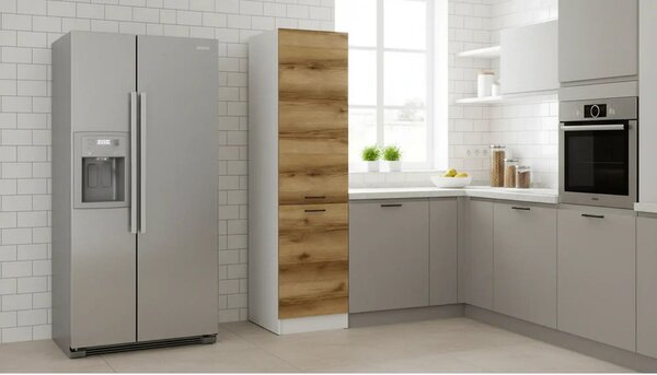 Dulap JUNONA LINE, alb/stejar, PAL, cu 2 usi, 58x50x196 cm