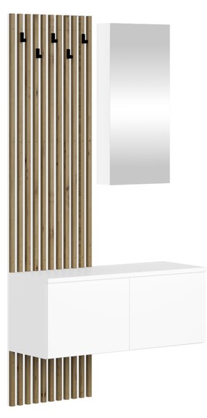 KONDELA Set pentru hol, alb/stejar Artisan, REBEKA