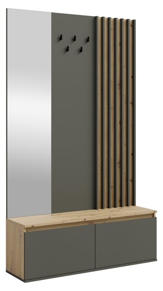 KONDELA Set pentru hol, grafit/stejar artisan, DERIS