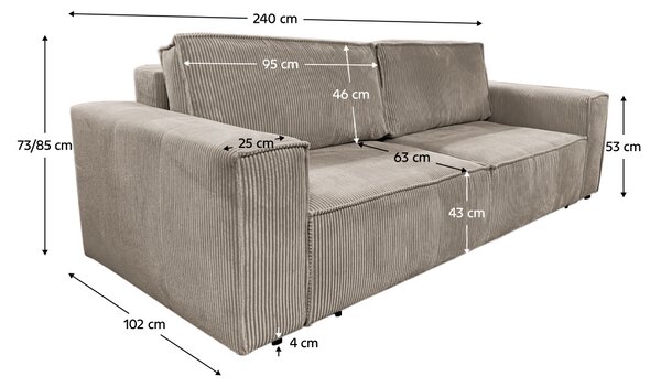 KONDELA Canapea extensibilă, taupe gri-bej, HARPERA BIG SOFA