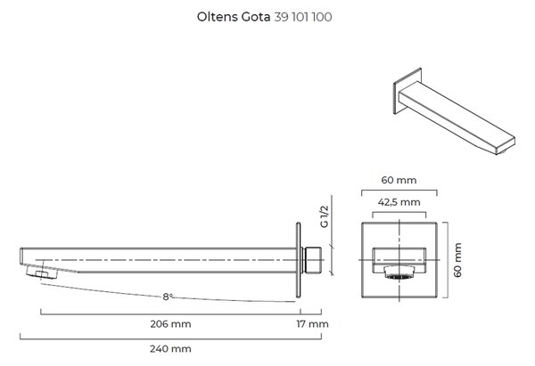 Oltens Gota pipă baterie de cadă crom 39101100