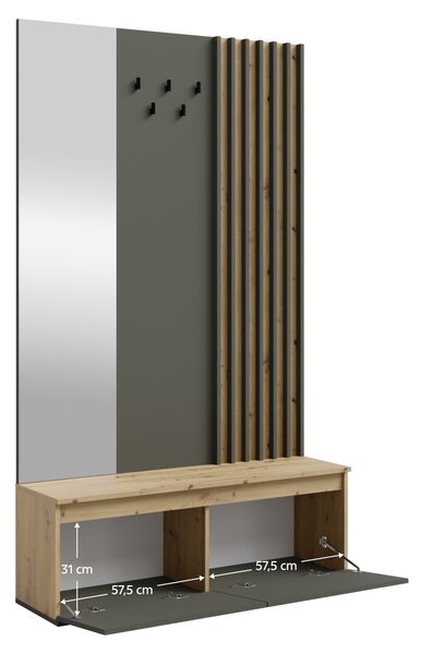 KONDELA Set pentru hol, grafit/stejar artisan, DERIS