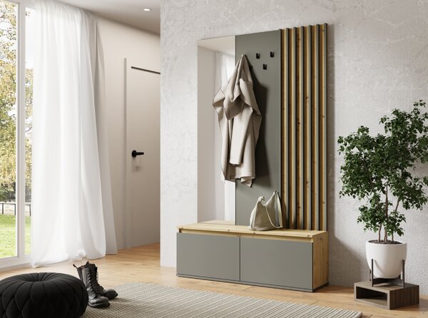 KONDELA Set pentru hol, grafit/stejar artisan, DERIS